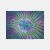 Farbenfrohe Shiny Fantasy Blume Abstraktes Fraktal Fleecedecke (Vorderseite (Horizontal))