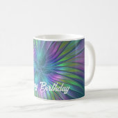 Farbenfrohe Shiny Fantasy Blume Abstraktes Fraktal Kaffeetasse (VorderseiteRechts)