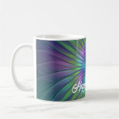 Farbenfrohe Shiny Fantasy Blume Abstraktes Fraktal Kaffeetasse (Links)