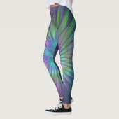 Farbenfrohe Shiny Fantasy Blume Abstraktes Fraktal Leggings (Links)