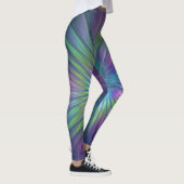 Farbenfrohe Shiny Fantasy Blume Abstraktes Fraktal Leggings (Rechts)