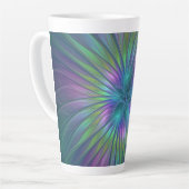 Farbenfrohe Shiny Fantasy Blume Abstraktes Fraktal Milchtasse (Linke Ecke)