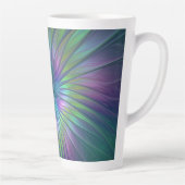 Farbenfrohe Shiny Fantasy Blume Abstraktes Fraktal Milchtasse (Rechts)