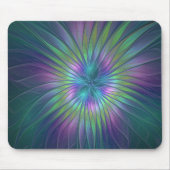 Farbenfrohe Shiny Fantasy Blume Abstraktes Fraktal Mousepad (Vorne)