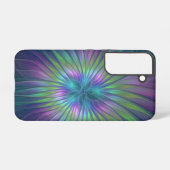 Farbenfrohe Shiny Fantasy Blume Abstraktes Fraktal Samsung Galaxy Hülle (Rückseite (Horizontal))