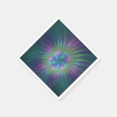 Farbenfrohe Shiny Fantasy Blume Abstraktes Fraktal Serviette (Ecke)