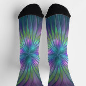 Farbenfrohe Shiny Fantasy Blume Abstraktes Fraktal Socken (Oben)