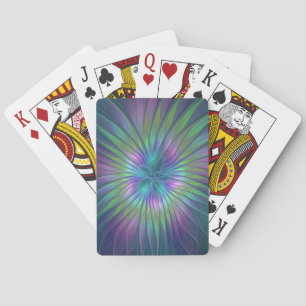 Farbenfrohe Shiny Fantasy Blume Abstraktes Fraktal Spielkarten