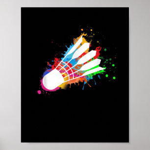 Farbenfrohe Shuttle Badminton Poster