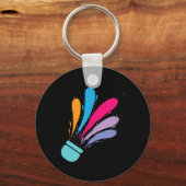 Farbenfrohe Shuttle Badminton Sport Schlüsselanhänger (Vorderseite)