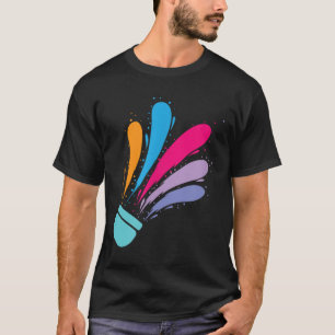 Farbenfrohe Shuttle Badminton Sport T-Shirt