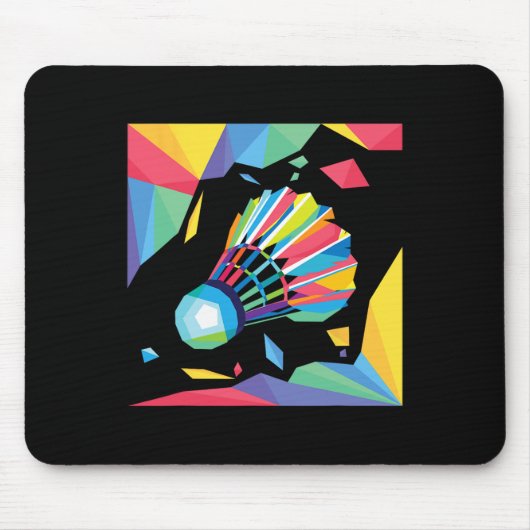 Farbenfrohe Shuttle - Birdie Badminton Player Spor Mousepad (Vorne)