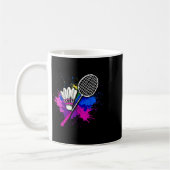 Farbenfrohe Shuttle Racket Badminton Player Kaffeetasse (Links)