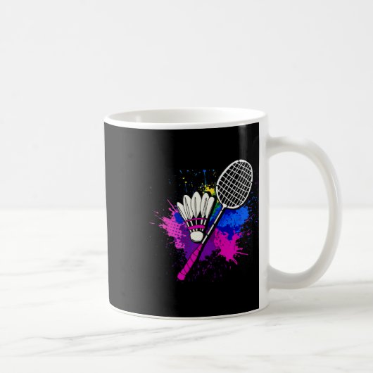 Farbenfrohe Shuttle Racket Badminton Player Kaffeetasse (Rechts)