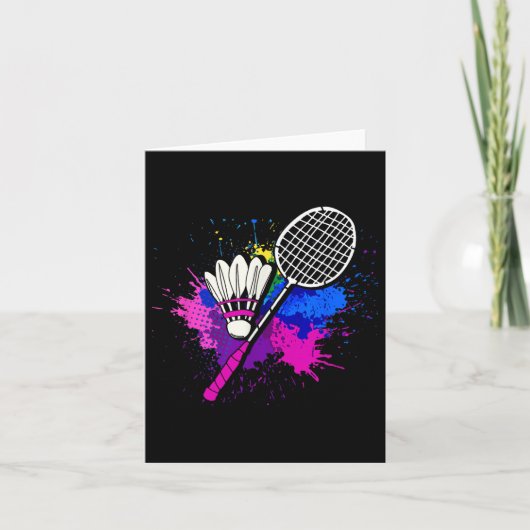 Farbenfrohe Shuttle-Racket _ Badminton Player Karte (Vorderseite)