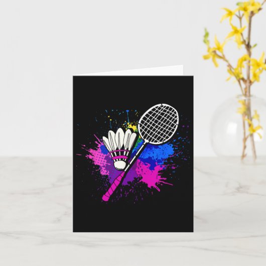Farbenfrohe Shuttle-Racket _ Badminton Player Karte (Gelbe Blume)