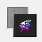 Farbenfrohe Shuttle Racket Badminton Player Magnet (Vorderseite/Rückseite)