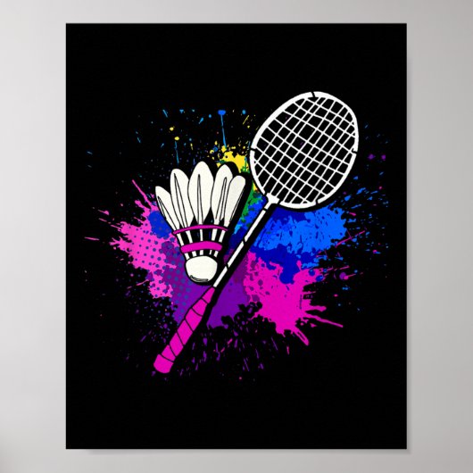 Farbenfrohe Shuttle-Racket _ Badminton Player Poster (Vorne)