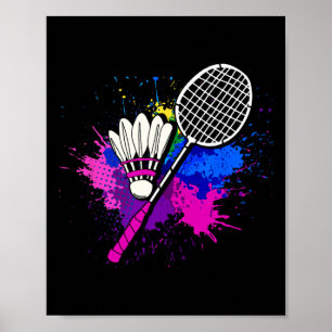 Farbenfrohe Shuttle Racket Badminton Player Poster