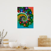Farbenfrohe sich drehende Blumen Poster (Küche)