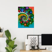 Farbenfrohe sich drehende Blumen Poster (Heimbüro)
