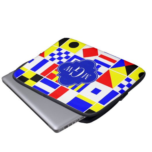 Farbenfrohe Signale Royal 3I Monogram Laptopschutzhülle (Vorne Knopf)