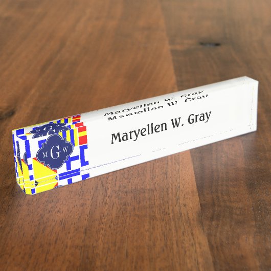 Farbenfrohe Signale Royal 3I Monogram Namensplakette (Seite)