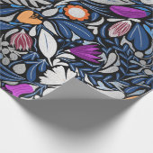 Farbenfrohe Silber-Floral Leaf Illustrationsmuster Geschenkpapier (Ecke)