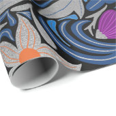 Farbenfrohe Silber-Floral Leaf Illustrationsmuster Geschenkpapier (Rolleneckpunkt)