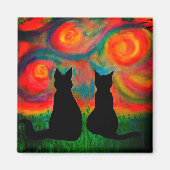 Farbenfrohe Silhouette Cat Magnet (Vorne)