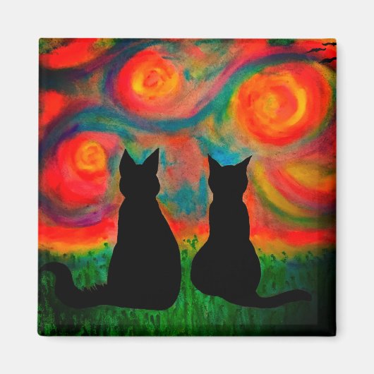 Farbenfrohe Silhouette Cat Magnet (Vorne)