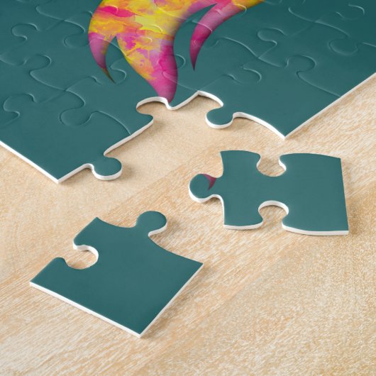 Farbenfrohe Silhouette Flammen Abstrakt Elegante Puzzle (Seite)