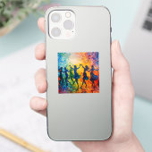 Farbenfrohe Silhouetten tanzen Aufkleber (Telefon)