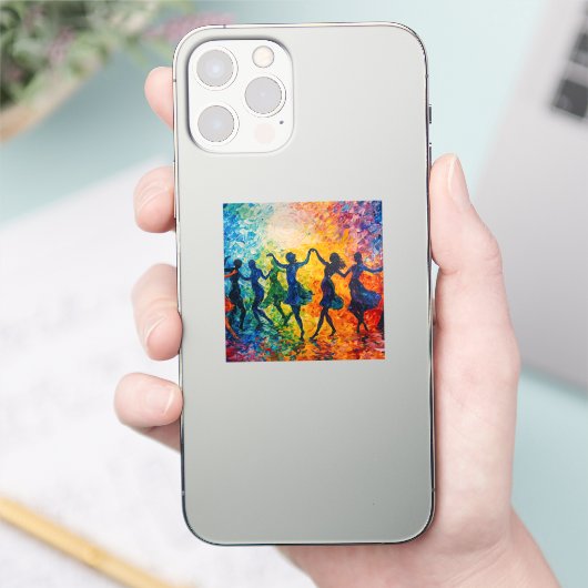 Farbenfrohe Silhouetten tanzen Aufkleber (Telefon)