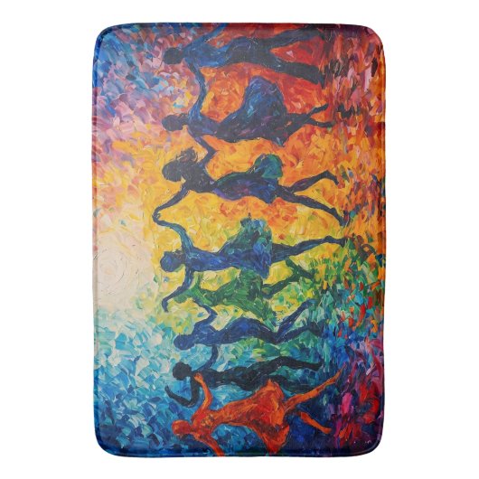 Farbenfrohe Silhouetten tanzen Badematte (Vorderseite Vertikal)