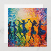 Farbenfrohe Silhouetten tanzen Einladung (Vorne/Hinten)