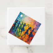 Farbenfrohe Silhouetten tanzen Geschenkanhänger (Beispiel)