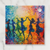 Farbenfrohe Silhouetten tanzen Geschenkanhänger (Rückseite)