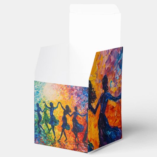 Farbenfrohe Silhouetten tanzen Geschenkschachtel (Geöffnet)