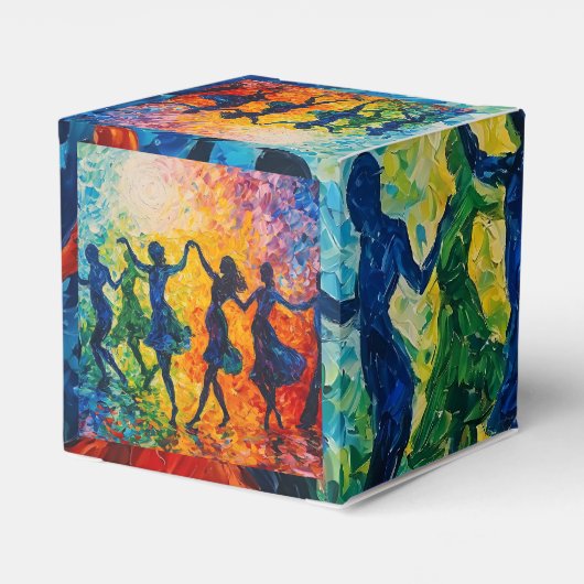 Farbenfrohe Silhouetten tanzen Geschenkschachtel (Rückseite)