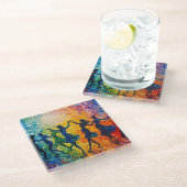 Farbenfrohe Silhouetten tanzen Glasuntersetzer (Schrägansicht)