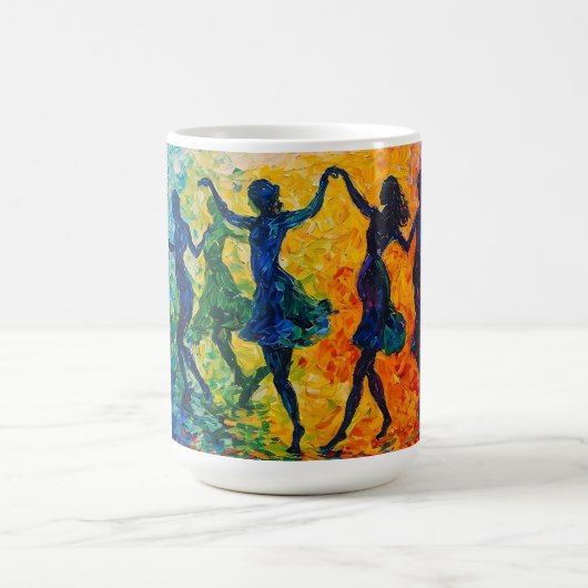 Farbenfrohe Silhouetten tanzen Kaffeetasse (Mittel)