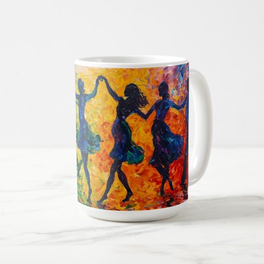Farbenfrohe Silhouetten tanzen Kaffeetasse (VorderseiteRechts)