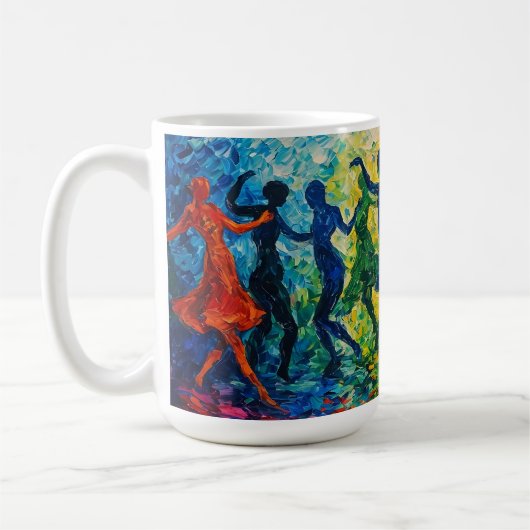Farbenfrohe Silhouetten tanzen Kaffeetasse (Links)
