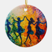 Farbenfrohe Silhouetten tanzen Keramik Ornament (Vorne)