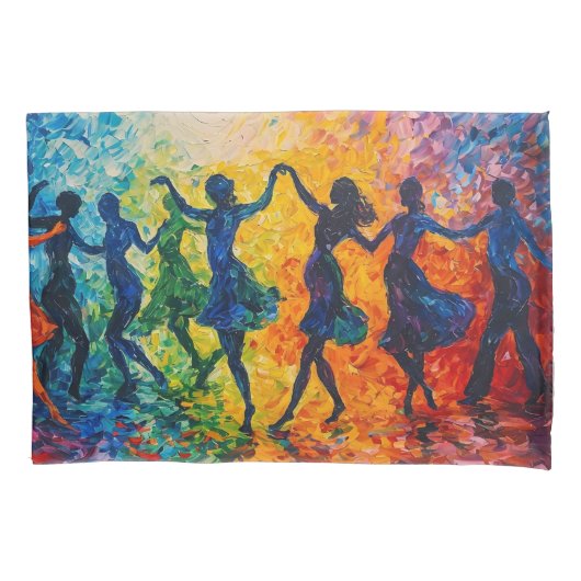 Farbenfrohe Silhouetten tanzen Kissenbezug (Vorderseite)