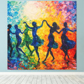 Farbenfrohe Silhouetten tanzen Leinwanddruck (Insitu (Holzboden))