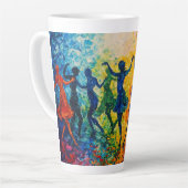 Farbenfrohe Silhouetten tanzen Milchtasse (Linke Ecke)