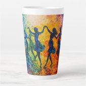 Farbenfrohe Silhouetten tanzen Milchtasse (Vorderseite)