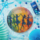 Farbenfrohe Silhouetten tanzen Pappteller (Party)